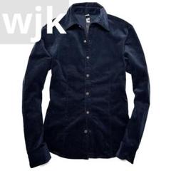 wjk シンプル×上質 新品シャツ ネイビー/L 皺加工 定価4.1万
