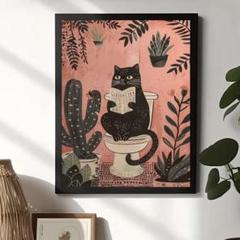 インテリア アンティーク アートポスター ビンテージ 北欧 シャドーボックス 猫