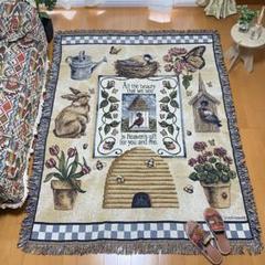 中古美品✨️カントリー ヴィンテージラグマット マルチカバー タペストリー