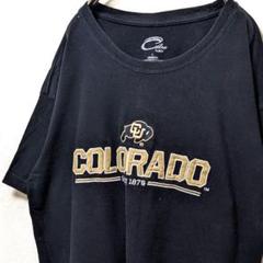 カドレ コロラド大学 ロゴ刺繍 Tシャツ ブラック 黒 L 古着