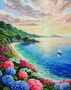送料無料◆2025新品  海辺の紫陽花】アクリル画 F3 風景画 絵画 - メルカリ 絵画