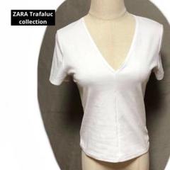 ZARA Trafaluc collection 半袖白いTシャツ　Vネック　S