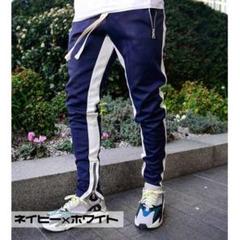 新品‼️ サイドライン ストレッチ ジョガーパンツ スキニー スウエット 紺