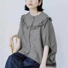 【新品】ubasoku フリル付きギンガムチェックブラウスのサムネイル