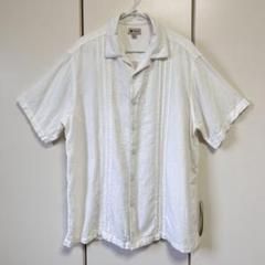 00s　HAGGAR　キューバシャツ リネン 麻 オープンカラー 開襟 半袖 白