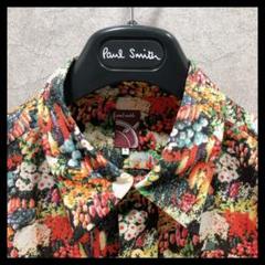 極美品　ポールスミス　フラワー総柄　長袖シャツ　派手　L 極美品】Paul Smith ポールスミス 現行タグ フラワー柄 総柄