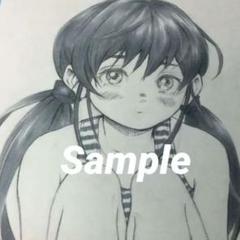 手描きイラスト 少女 オリジナル プールサイド