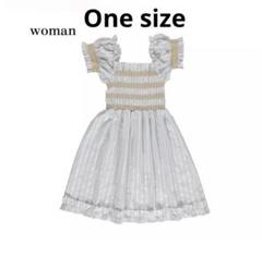 LiiLU Smocke Striped Dress 大人　ワンピース