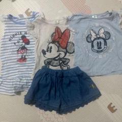 ミニーマウス Tシャツ2枚．ワンピース．デニムショートパンツセット