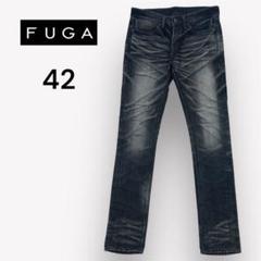 FUGA Y2K ブラックデニム フレアパンツ ヒゲ色落ち ダメージ加工 フーガ 女性の黒ゴシックカーゴフレアパンツだぶだぶヴィンテージ原宿