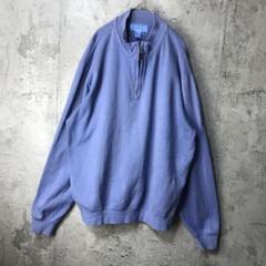 A4997古着　トレーナー　スウェット　ハーフジップ　青　90s Y2K
