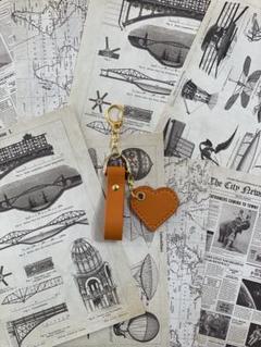 レザークラフト ハンドメイド キーホルダー(橙)