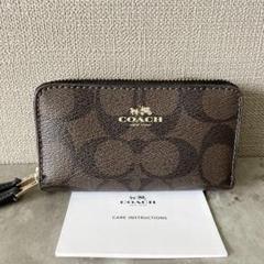 未使用級✨COACH✨コーチ✨F63975✨シグネチャー ダブルジップ スクエア COACH 国内発送 コーチ 財布 レディース 小銭入れ シグネチャー