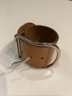 【美品】エルメス レザー ブレスレット バングル アピGM ブラウン HERMES - エルメス マルジェラ期 Api GM アピ GM レザー