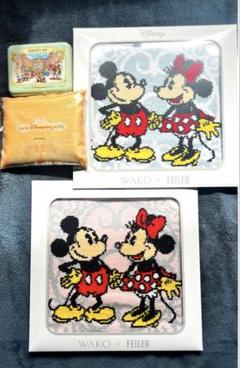 和光　フェイラー　コラボ　ハンカチ　ピンク　ブルー　ミッキーミニー　エコバッグ 和光 フェイラー コラボ ハンカチ ピンク ブルー ミッキーミニー