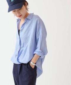 Spick and Span リネンカシュクールビッグシャツ　サックスブルー Spick and Span 80リネンカシュクールビッグシャツ サックス