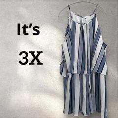 It’s【3X】ストライプ ノースリーブ オールインワン ショートパンツ