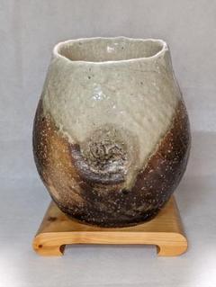 新しい季節庭太郎様専用 信楽焼 水盤 花瓶 花入れ 白釉掛け 直径36cm ...