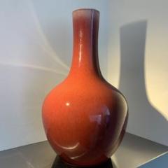清朝 紅釉天球瓶 紅釉瓶 時代 中国 清時代 钧红釉天球瓶 花瓶 壷 オブジェ