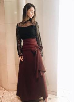 carome. タックロングスカート ダレノガレ明美 ボルドー