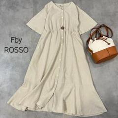 F by ROSSO 定価1.3万 イージーケアリネンVネックワンピース M-L