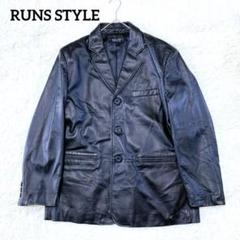 【RUNS STYLE】リアルラムレザージャケット(L)羊革 メンズ ブラック