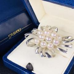 極美品】TASAKIタサキ田崎アコヤパール ブローチ帯留シルバー