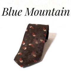 ★美品★ Blue Mountain ネクタイ ブラウン 花柄 日本製 刺繍のサムネイル
