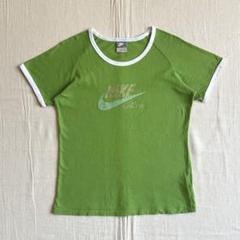 00s NIKE ラメプリント スウッシュロゴ リンガーピチT Y2K平成