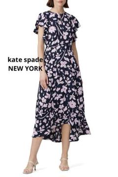 Sea NEW YORK★ウェーバリー フラッタースリーブ ドレス Kate Spadeスプラッシュフラッタースリーブワンピース 花柄