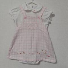【美品】ミキハウスチェック柄ワンピース＆ロンパースセット