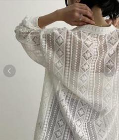 美品　ロペ　レース刺繍スタンドカラーシャツ　クラシック　ヴィンテージライク　白