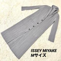 【人気商品！】 極美品✨ISSEY MIYAKE プリーツロングカーディガン厚め生地グレー ジャケット・アウター