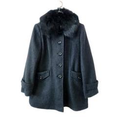 ファーコート ブラック L フォックスファー ウール混 美品 STACY 秋冬