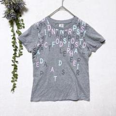 g2046アディダス✤半袖Tシャツ S相当グレー アルファベット 英語 コットン
