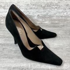 416【美品】GUCCI スエードパンプス　ピンヒール　黒36C /約23cm