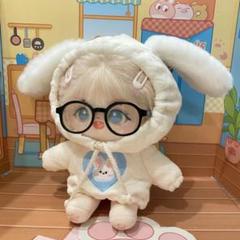 推し活　ぬい服　【10cm】【白色】　うさ耳　フーディー　　ぬいぐるみ　ホワイト