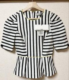 新品 Tara Jarmon ボーダー&ストライプ　ペムラムブラウス 36