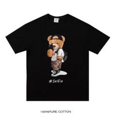 テディベア くま クマ ブラック カジュアル XL メンズ 半袖 黒 Tシャツ