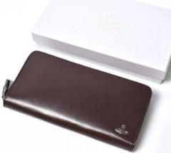 未使用 ヴィヴィアンウエストウッド 牛革ラウンド 長財布 ブラウン VWK829