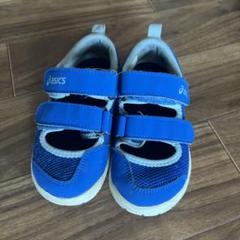 asics 青 ベルト付きシューズ
