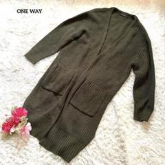 ONE WAY カーキ系【羽織】【ロング丈】カーディガン