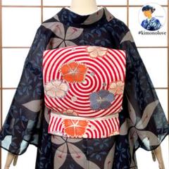 夏名古屋帯 絽 正絹 刺繍 撫子 淡ベージュ アンティーク 着物 AO-0375 夏帯 名古屋帯 絽 正絹 刺繍 撫子 アンティーク着物 AO-0375