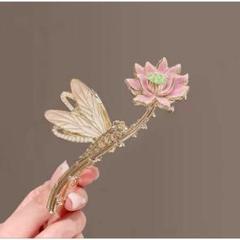 ヘアクリップ蓮の花中華シノワズリアクセトンボ大人可愛い上品髪飾り浴衣夏お洒落人気