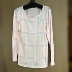 ピンク チェック柄 長袖Tシャツ