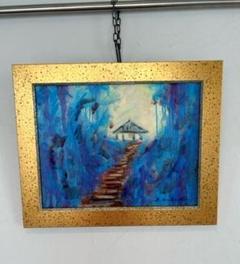油彩画 真作 川合修二 ☆信州の風景☆ 油絵額F6 油彩画 真作 川合修二 ☆信州の風景☆ 油絵額F6 絵画