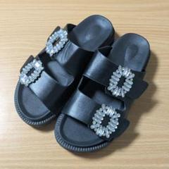 ビジューサンダル　新品　黒　23.5cm