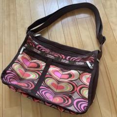 レスポ　Lesportsac ハート柄　ショルダーバッグ　茶　ピンク