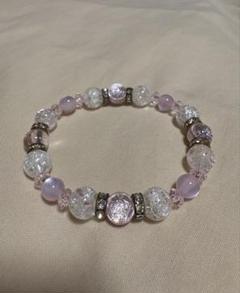 【一点物】　天然石ブレスレット　ピンク　内径15mm