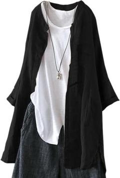 新品 ロングシャツ シャツ カーディガン 薄手 羽織 ブラック M リネン